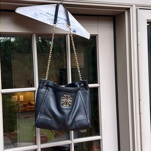 Tory Burch Black Leather Purse - small to medium sized chain strap